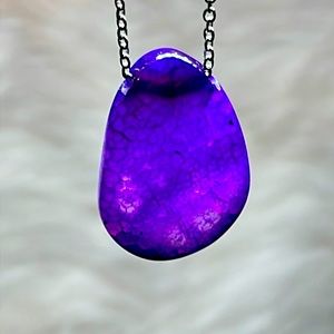 Purple Lace Fire Agate Necklace Natural Crystal Healing